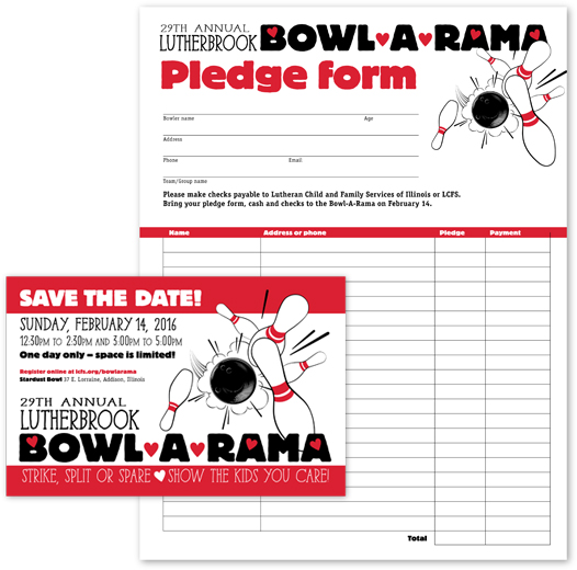 bowlarama postcard and pledge forms